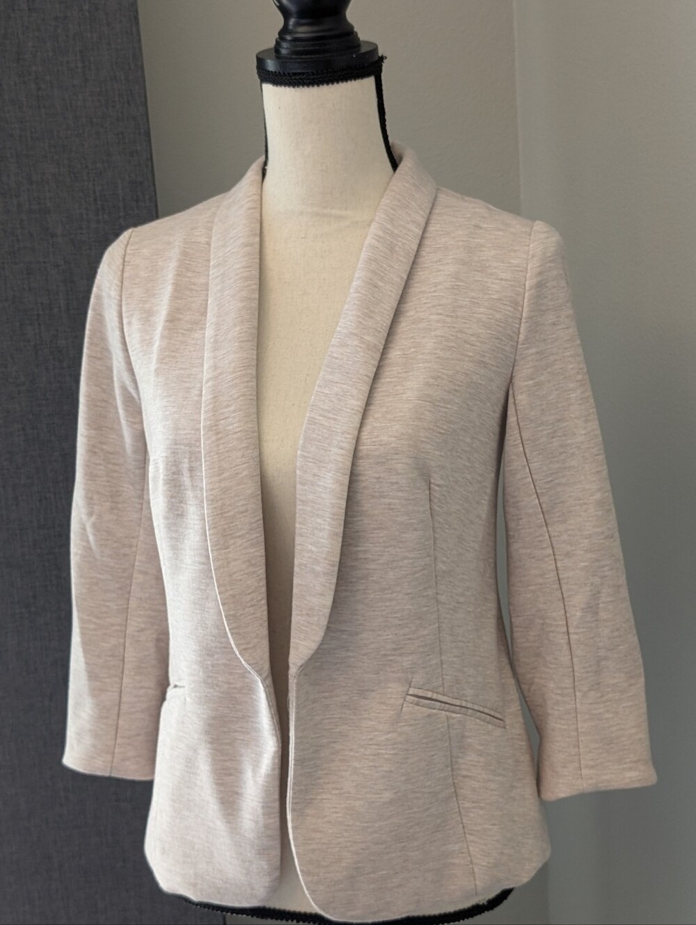 NWOT Yogalicious Scuba Bentley Tan Heathered Knit Blazer Jacket S